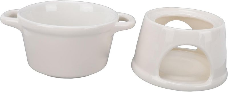 Rengue Chocolate Fondue Mug Ceramic Butter Warmer Pot Chocolate Melting Cup with Fork for Kitchen Dessert Cheese Fondue Dipping Snacks (White) - Image 5