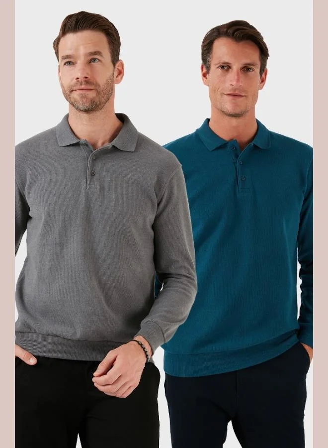 Buratti  Buratti Cotton Blend Regular Fit 2-Pack Polo Shirt Men's POLO COLLAR SWEATER 456223S2 for Men | Best Price UAE