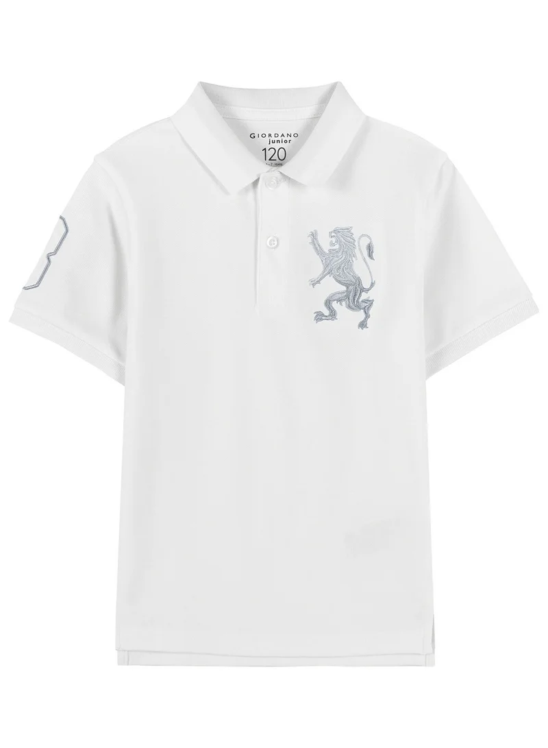 GIORDANO Kids' Lion Polo: 3D Embroidery, Comfort Piqué, Classic Style