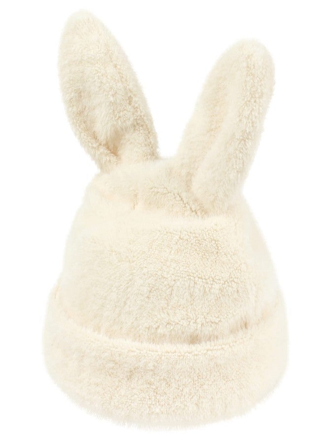 ايسي قبعة شتوية ناعمة من القطيفة للنساء والفتيات، قبعة لطيفة بأذني أرنب، قبعة دافئة على شكل جمجمة أرنب، قبعة تزلج بيضاء مرحة - Image 4