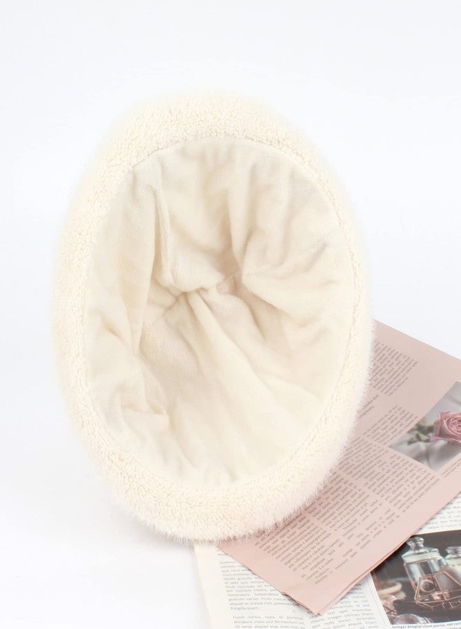 ايسي قبعة شتوية ناعمة من القطيفة للنساء والفتيات، قبعة لطيفة بأذني أرنب، قبعة دافئة على شكل جمجمة أرنب، قبعة تزلج بيضاء مرحة - Image 3