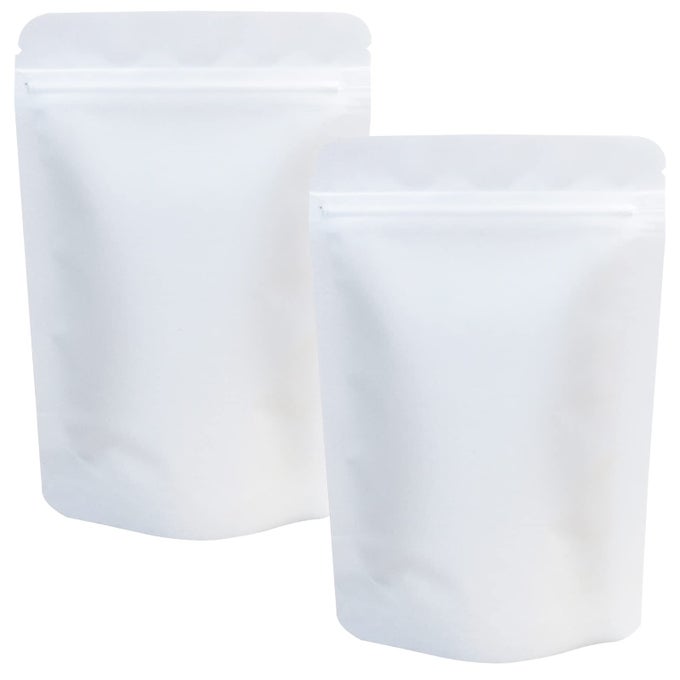 100 PACK MATTE WHITE MYLAR BAGS STAND UP 4 X 6 INCHES RESEALABLE MYLAR ZIPLOCK BAGS FOOD STORAGE FOIL POUCH