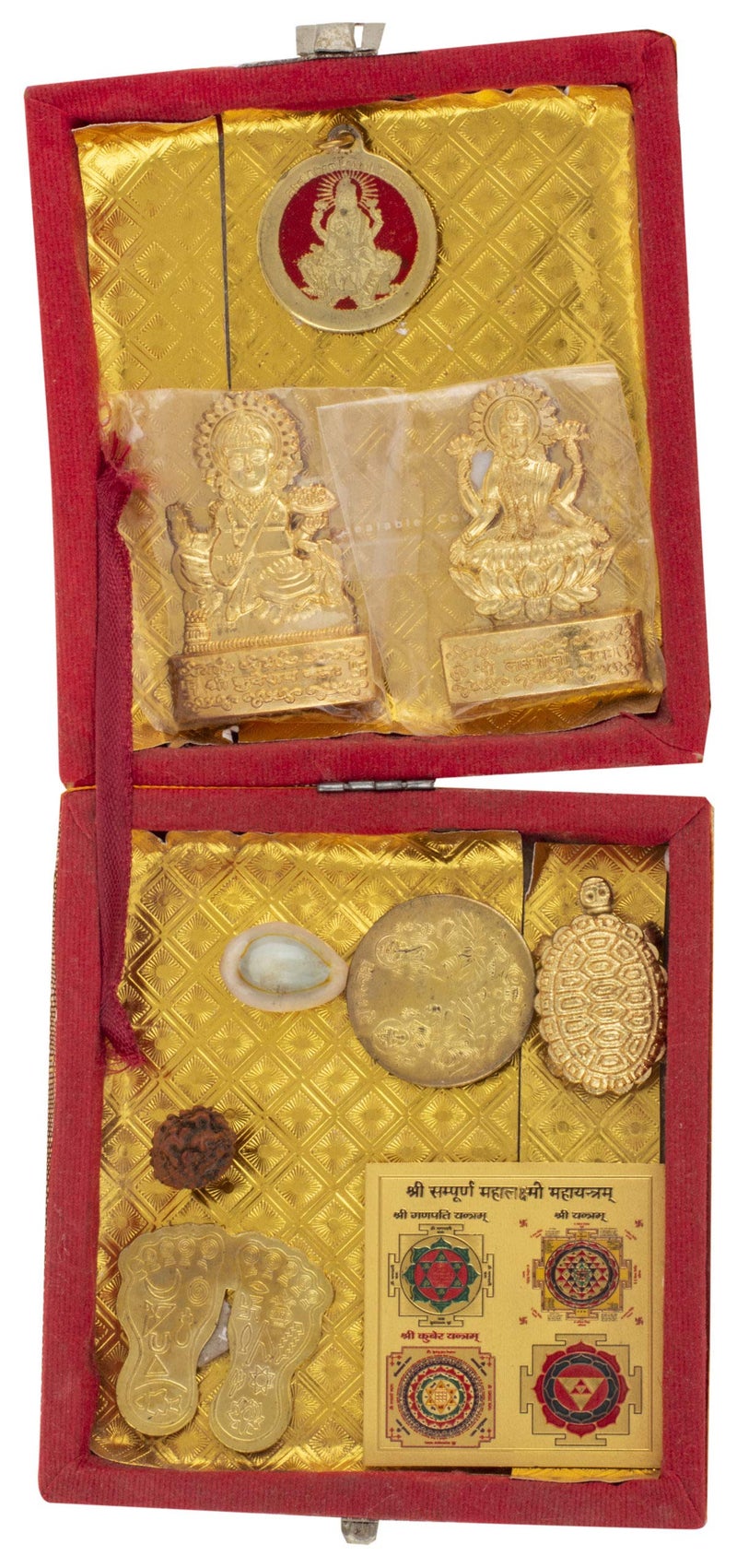 SoilMade Small Laxmi Kuber Dhanvarsha Yantra Pack of 10 (Bhandari), Rectangle Shape, Wood and Brass Made, Size Aprox 3inches and 110g, Pack of 1 Small Bhandari in Box - Image 2