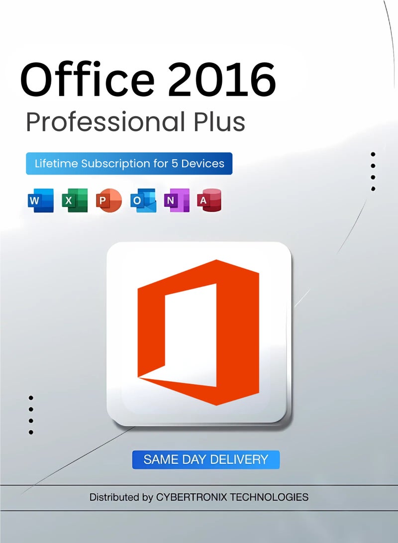 Office Microsoft Office 2016 Professional Plus | Lifetime Subscription for 5 Devices | Digital License | SAME DAY DELIVERY