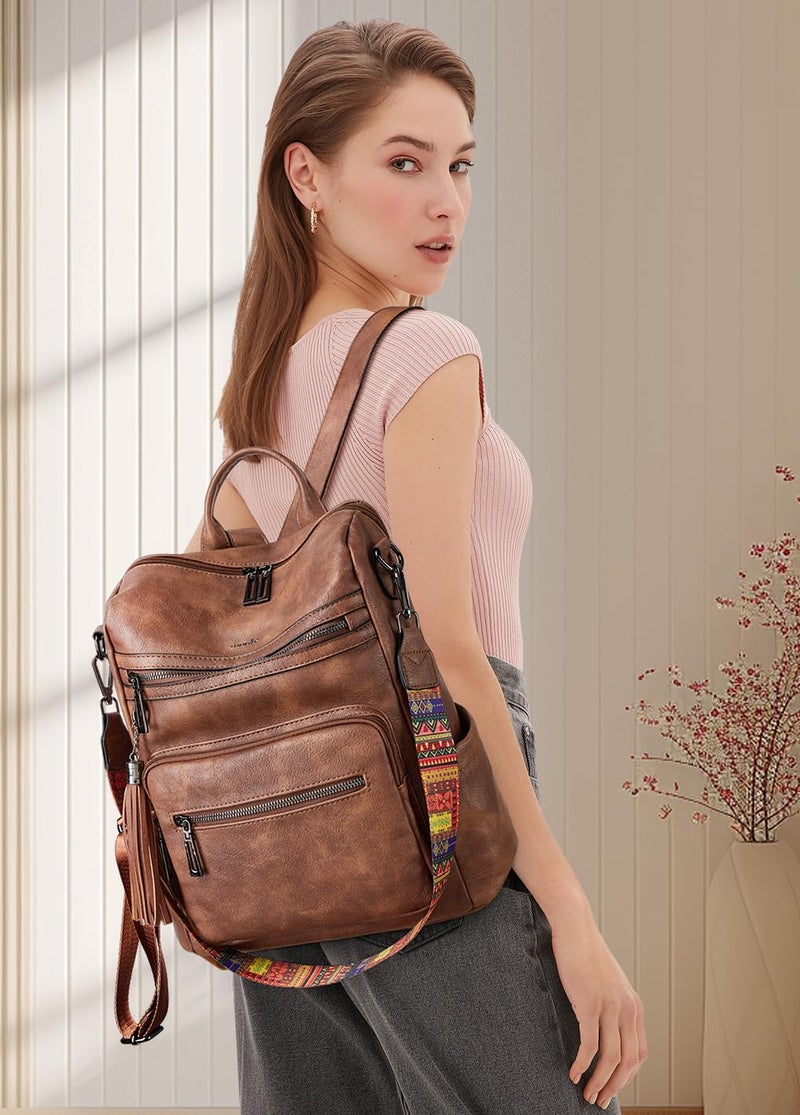 Shrrie Backpack Purse for Women Leather Backpack Fashion Designer Travel Backpack Convertible Shoulder Bag - Image 2