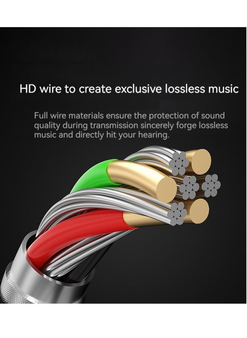 Noise-canceling bass wire-controlled earphones in-ear stereo earplugs (black and blue)  - Image 2