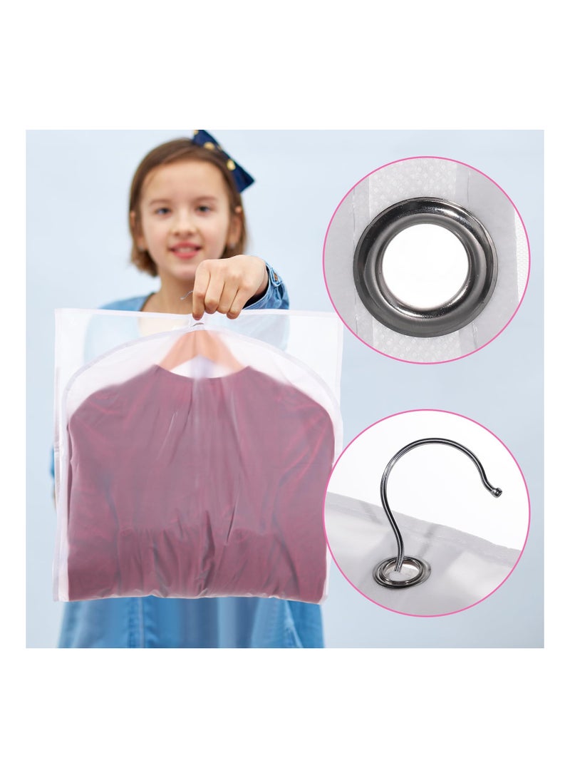 4 حقائب ملابس لح costumes الرقص للأطفال - حقائب ملابس بطول 40 بوصة لتعليق الملابس مع 3 جيوب بسحاب واضحة - غطاء ملابس مقاوم للماء لمنافسات الرقص والسفر وتخزين الخزانة (أبيض) - Image 5