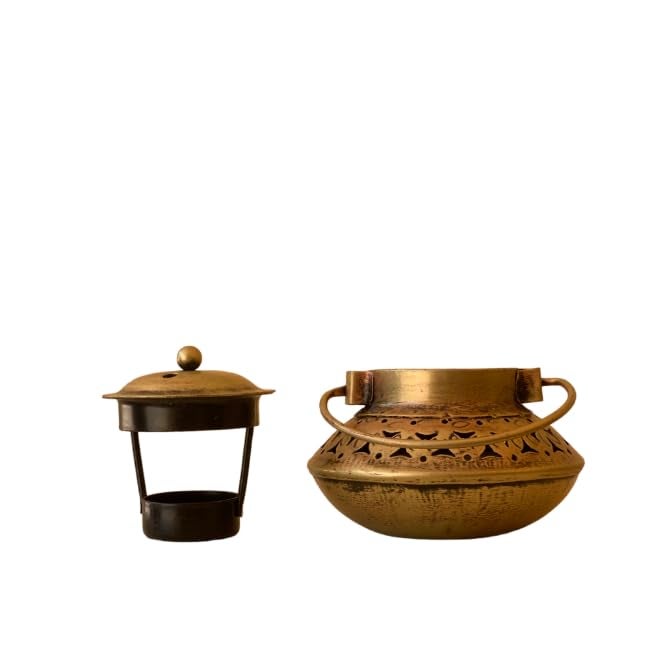 Vipron Iron Small degchi with Cap T Light Home Decor, Iron (PRMLOTA1) - Image 3