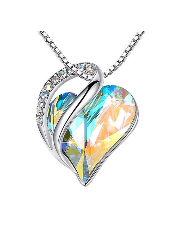 Infinity Love Heart Pendant Necklace with Birthstone Crystals Jewelry Gifts Necklace - Image 1