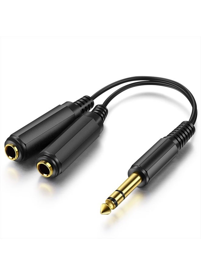 ICESPRING 1/4" 6.35mm Stereo Plug/Male to Dual 1/4" 6.35mm Jack/Female Splitter Adapter Cable Converter 0.6 feet - Image 1