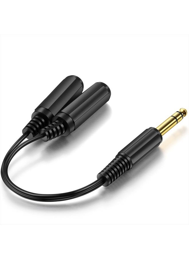 ICESPRING 1/4" 6.35mm Stereo Plug/Male to Dual 1/4" 6.35mm Jack/Female Splitter Adapter Cable Converter 0.6 feet - Image 3
