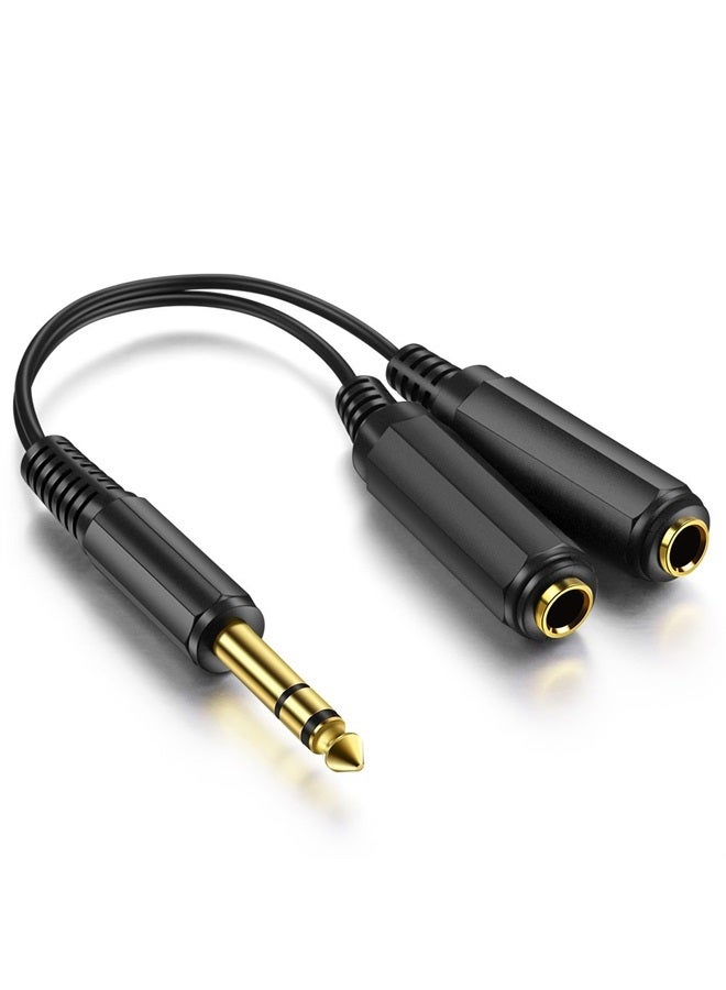 ICESPRING 1/4" 6.35mm Stereo Plug/Male to Dual 1/4" 6.35mm Jack/Female Splitter Adapter Cable Converter 0.6 feet - Image 2