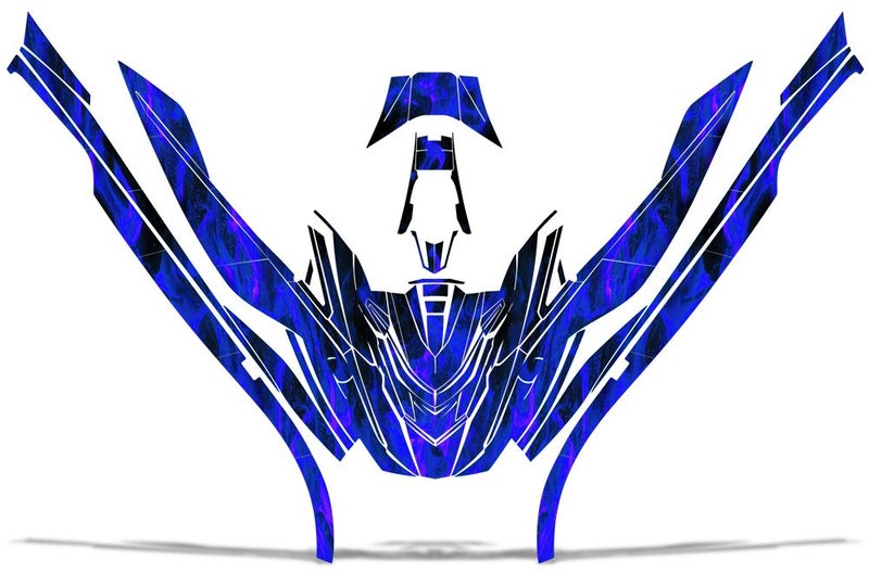 Wholesale Decals Jet Ski Graphics kit Sticker Decal Compatible with Yamaha WaveRunner GP 1800 2017-2021 - Flames Blue - Image 2