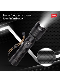 Impex Rechargeable Flashlight,15 Laser LED Torch 800 Lumens, Aircraft Non-Corrosive Aluminum Body, Adjustable Focus,2000mAh Battery, Type-C Charging Port,2 Years Warranty-Hunter Z1 Plus  - Image 5