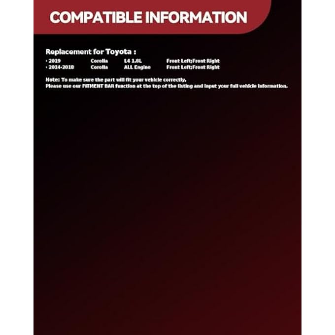 AUTOSITY مجموعة كاملة من الدعامات الأمامية والصدمات البديلة لسيارة كورولا 2014-2019، دعامات 18 لتر مع ممتص صدمات زنبركي لولبي 172989172990، قطعتان - Image 3