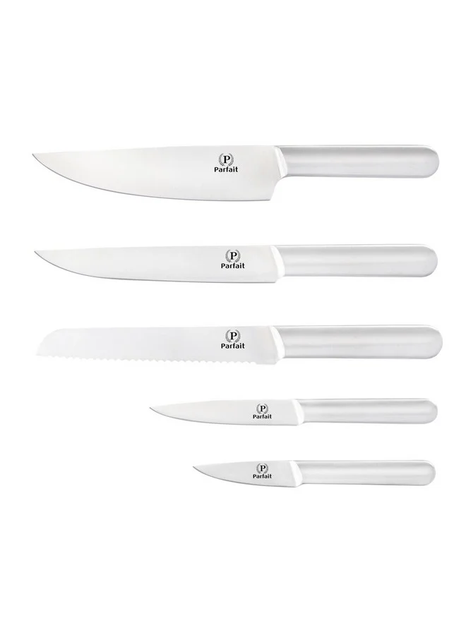 PARFAIT High Quality Kitchen Knife Set with Wooden Stand Silver and Brown 36.5 x 8 x 17.5 cm 186CW40901N