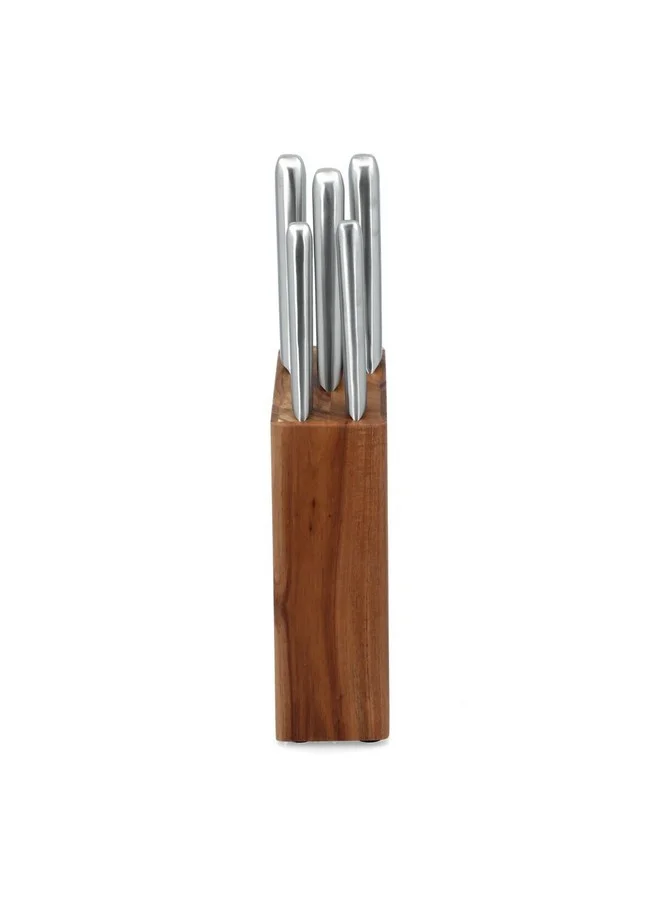 PARFAIT High Quality Kitchen Knife Set with Wooden Stand Silver and Brown 36.5 x 8 x 17.5 cm 186CW40901N