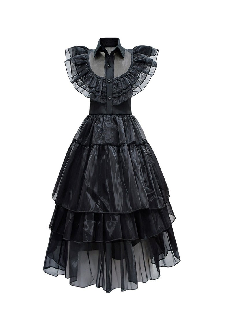 general Addams family black gauze dress thursday dress gothic costume house party birthday cosplay party costume - Image 4