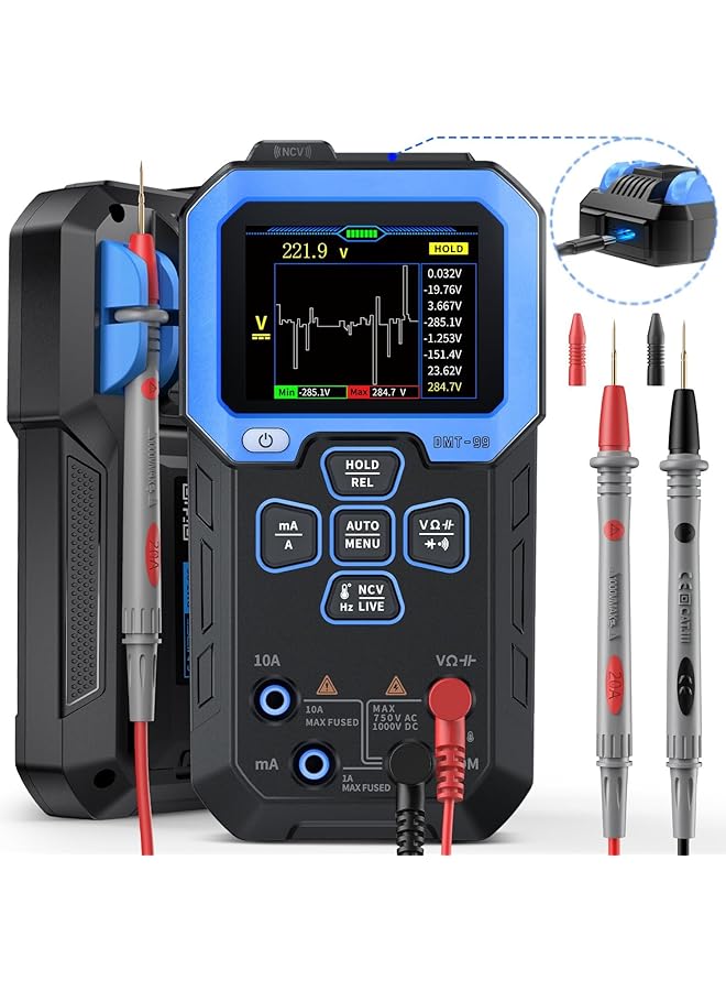 promass Intelligent Digital Multimeter, 9999 Counts Rechargeable Auto-Ranging Volt Meter with Recording/Monitoring Data Mode, Resistance, Capacitance, Diode, Frequency, NCV, Current Voltage Tester - Image 1