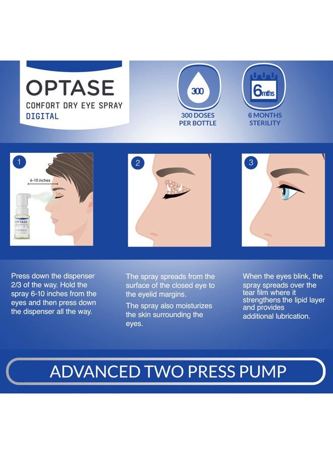 Optase Comfort Dry Eye Spray - for Tired, Irritated & Strained Eyes and Eyelids - 300 Sprays - 17ml - Image 3