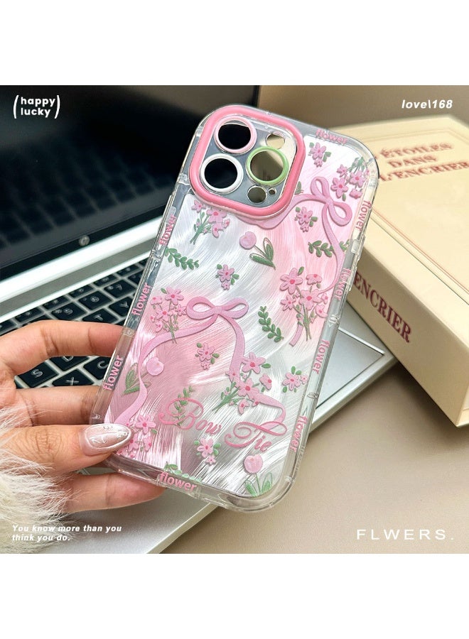 NIBEMINENT Bows And Floral Prints Protective TPU Case Cover For iPhone 14 Pro Max - Image 2