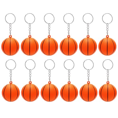 DEARIDAP 12 PCS Mini Foam Squeeze Basketball Small Sports Stress Ball Keychains 157 in Ball Keychains Bulk for Game Party Decoration Bag Gift Fillers - Image 1