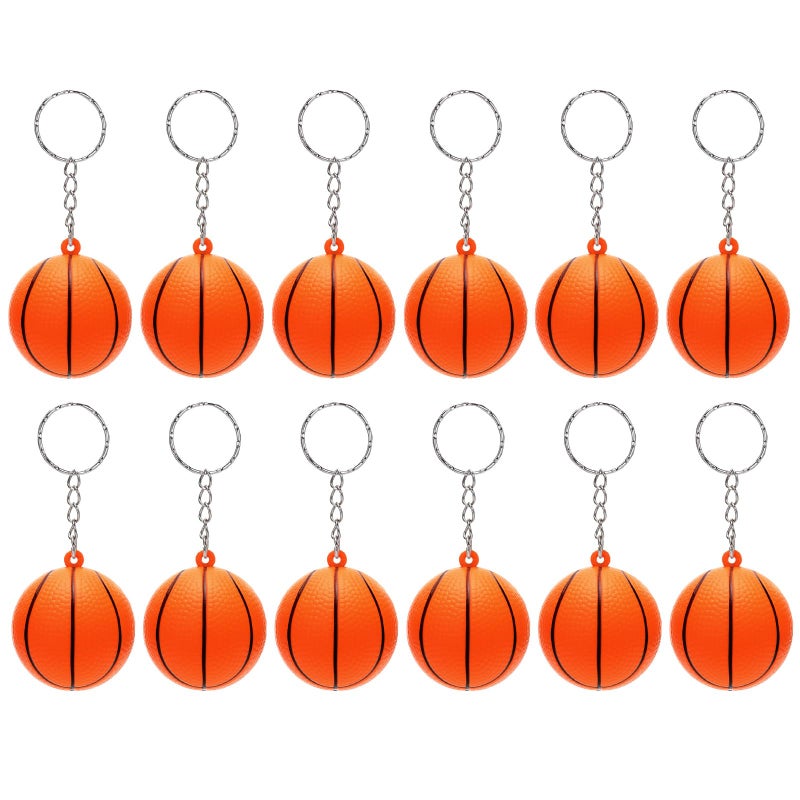 DEARIDAP 12 PCS Mini Foam Squeeze Basketball Small Sports Stress Ball Keychains 157 in Ball Keychains Bulk for Game Party Decoration Bag Gift Fillers - Image 3