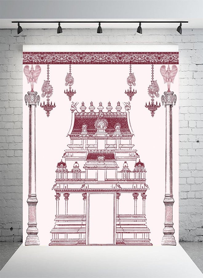 Dhara Creation Retro Temple Art Printed (8FT-8FT) Backdrop Cloth for Pooja Decoration Traditional Background Curtain Cloth for Festival. (Washable Fabric) - Image 5