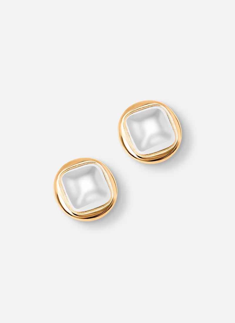 Lichi  Round stud earrings with pearlised elements for Women | Best Price UAE