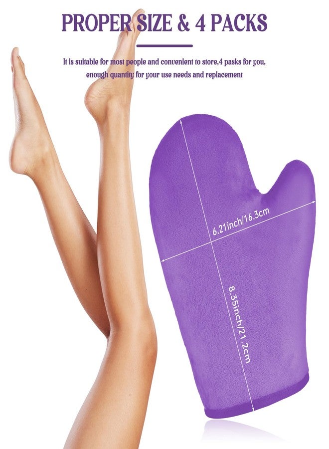 SATINIOR 4 Packs Self Tanning Mitt Applicators Double Sided Sunless Tanning Mittens Reusable Applicator Mittens Tanner Gloves with Thumb(Purple) - Image 2