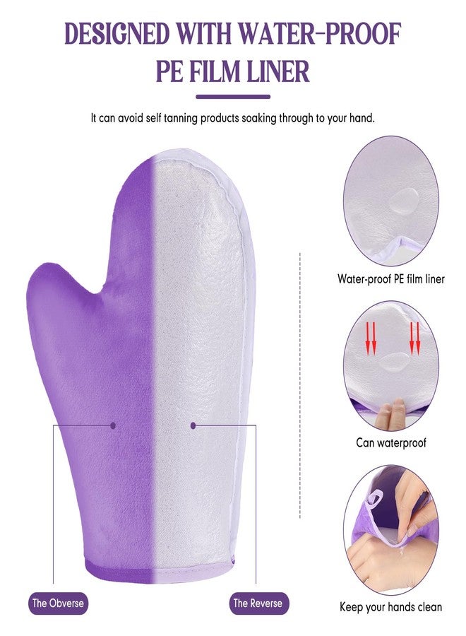 SATINIOR 4 Packs Self Tanning Mitt Applicators Double Sided Sunless Tanning Mittens Reusable Applicator Mittens Tanner Gloves with Thumb(Purple) - Image 5