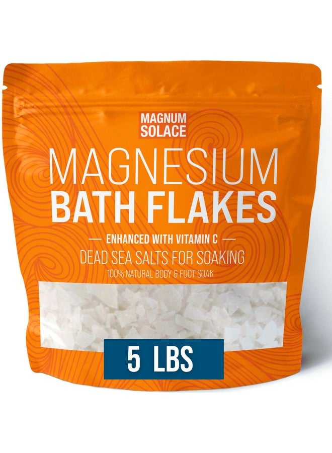 Magnum Solace Magnesium Flakes For Bathmagnesium Chloride Flakesdead Sea Salts For Soakingenhanced With Vitamin C Crystals 5.0 Lbs - Image 1