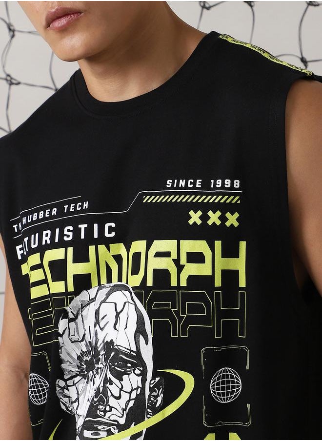Hubberholme Men Futurestic Printed Sleeveless T-shirt  - Image 4