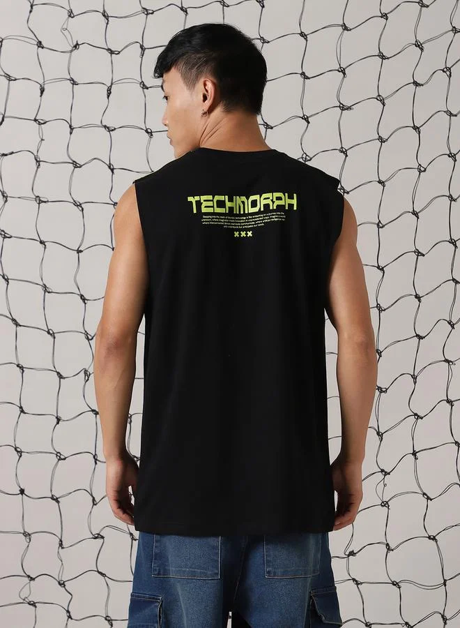 Hubberholme Men Futurestic Printed Sleeveless T-Shirt