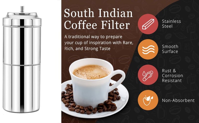 faas faas South Indian Filter Coffee Maker Stainless Steel Coffee Maker Drip Coffee Brewer Madras Kaapi Kappi Coffee 400ML5NO  - Image 4