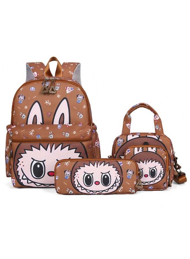 لابوبو حقيبة ظهر Labubu للأولاد والبنات في المرحلة الابتدائية، حقيبة أقلام، حقيبة رسول، حقيبة مدرسية للأطفال بسعة كبيرة، مطبوعة برسومات كرتونية لطيفة - Image 1