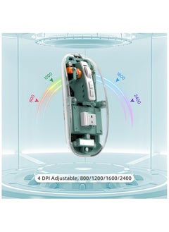 XVersion Wireless Mouse Rechargeable Crystal Transparent, Gaming Mice Adjustable DPI, Triple 2.4G Mode Switching Bluetooth 2, Silent Mouse for PC Laptops Mac iPhone Android - Green  - Image 3