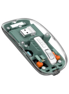 XVersion Wireless Mouse Rechargeable Crystal Transparent, Gaming Mice Adjustable DPI, Triple 2.4G Mode Switching Bluetooth 2, Silent Mouse for PC Laptops Mac iPhone Android - Green  - Image 1
