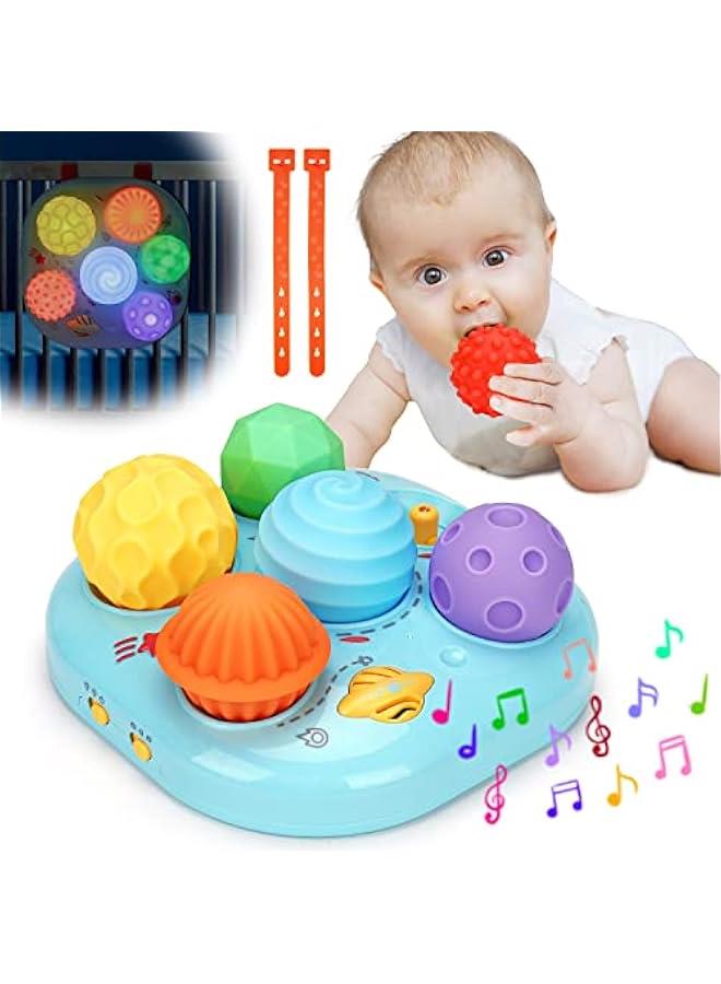 Baby Musical Light Up Toys Baby Ball Sensory Montessori Toys for Babies 6-12 12-18 Months Tactile Sleep Aid Tummy Time Developmental Fine Motor Soother Infant Toddler 1 2 Year Old Boys Girls Gifts - Image 1