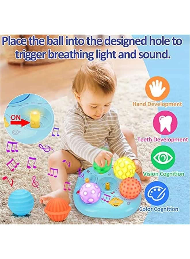 Baby Musical Light Up Toys Baby Ball Sensory Montessori Toys for Babies 6-12 12-18 Months Tactile Sleep Aid Tummy Time Developmental Fine Motor Soother Infant Toddler 1 2 Year Old Boys Girls Gifts - Image 4