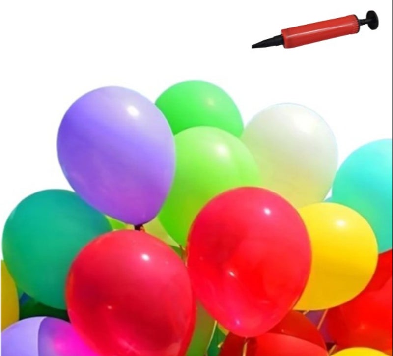MANGO Assorted Colors Balloons with Air Pump Balloons for Birthday Party Exquisite Rainbow Balloon 254 cm Colorful Party Balloons Decorations Round Shape Anniversary Multicolor Balloons 40 Pieces - Image 2