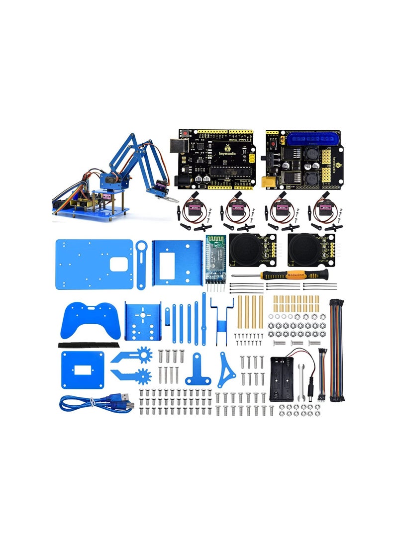 Keyestudio - Robot Arm Starter Kit for Arduino, 4DOF Electronic Coding Robotics Arm DIY Set for Kids Adults to Learn Robotics, Support PS2 Joypad Control, Bluetooth Remote Control by Android iOS APP - Image 1