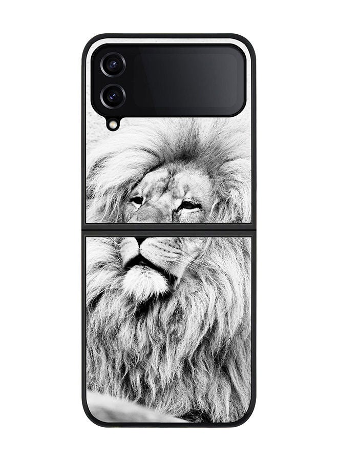 Stylizedd Rugged Black edge case for Samsung Galaxy Z Flip4 Slim fit Soft Case Flexible Rubber Edges Anti Drop TPU Gel Thin Cover - Wise Lion - Image 1