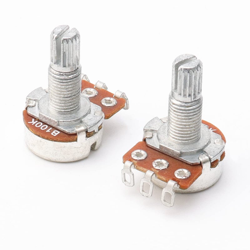 Swhmc B100K Ohm Guitar Potentiometer, Long Knurled Split Shaft Audio Pots, Pack of 10, Replacement for Electric Guitar Bass and Active Pickup Circuits - Image 4