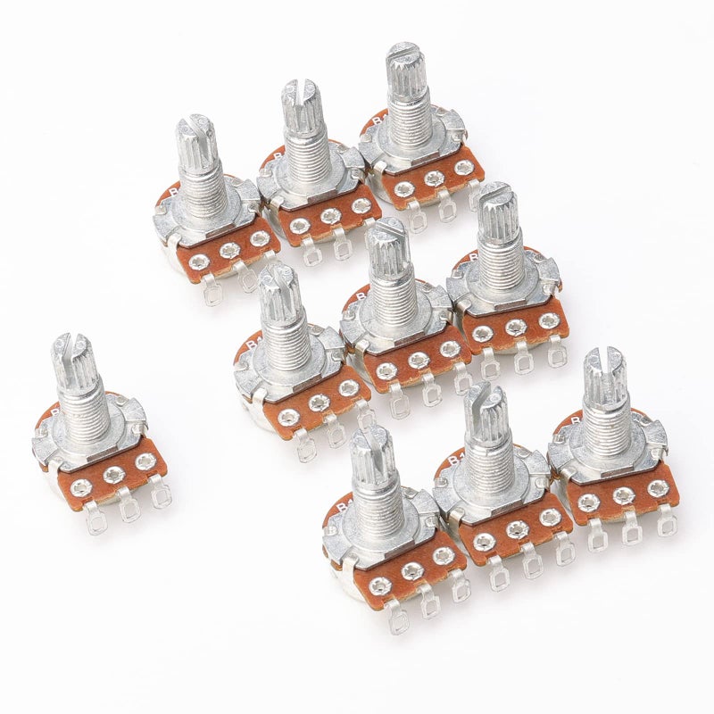 Swhmc B100K Ohm Guitar Potentiometer, Long Knurled Split Shaft Audio Pots, Pack of 10, Replacement for Electric Guitar Bass and Active Pickup Circuits - Image 3