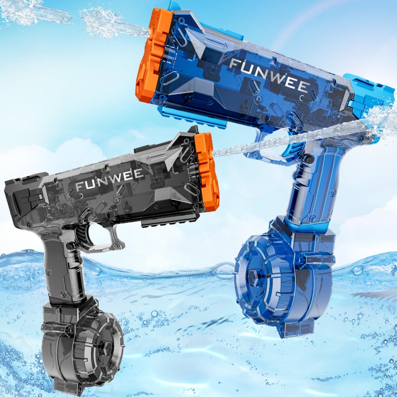 Funwee 2 Pack Electric Water Guns for Kids Adults, Long Range Powerful Water Squirt Gun, Strongest Full Automatic Water Gun Pistol High Capacity 400+ Water Blaster, Summer Outdoor Pool Watergun Toy - Image 1