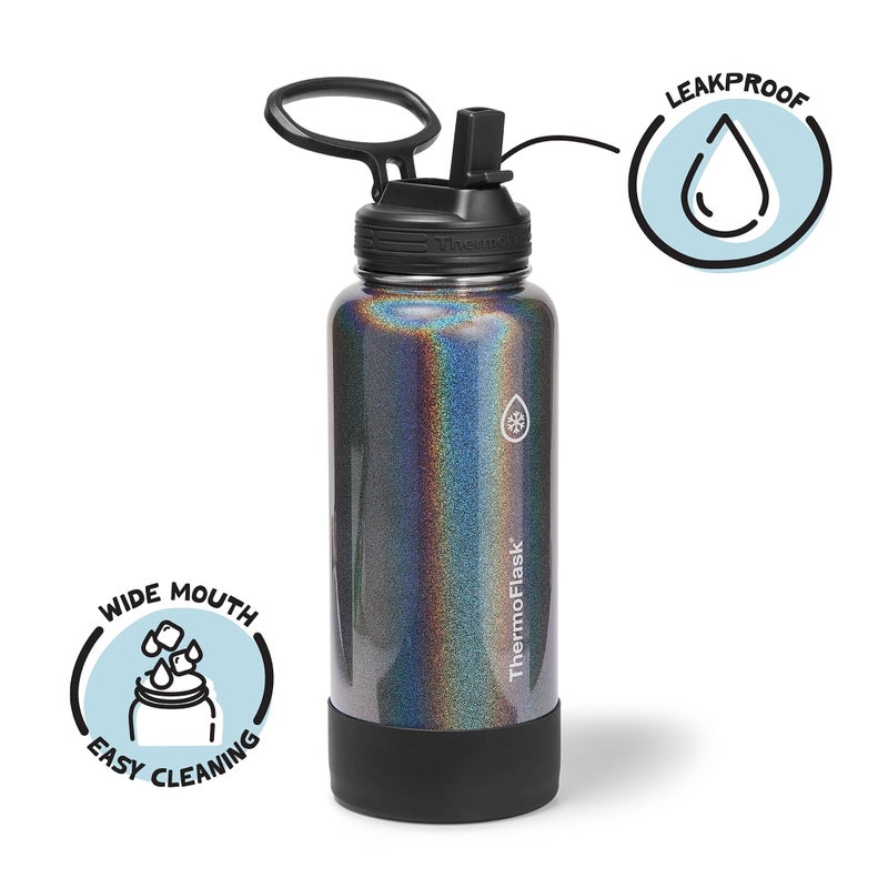 ThermoFlask 32 oz Double Wall Vacuum Insulated Stainless Steel Water Bottle with Straw Lid, Iron Night - Image 3