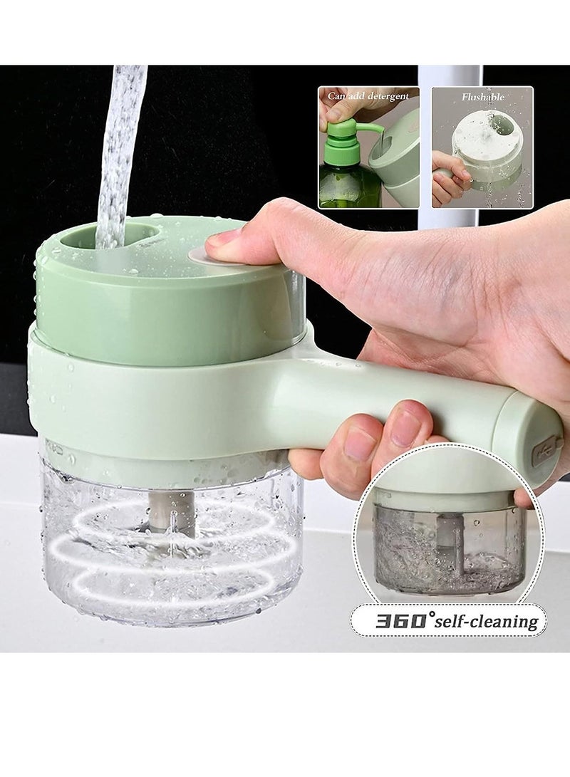 4 in 1 Handheld Electric Vegetable Cutter Set, Portable Mini Wireless Food Processor with Brush, Gatling Vegetable Cutter Electric Garlic Chopper for Garlic Pepper Chili Onion Celery Ginger Meat  - Image 5
