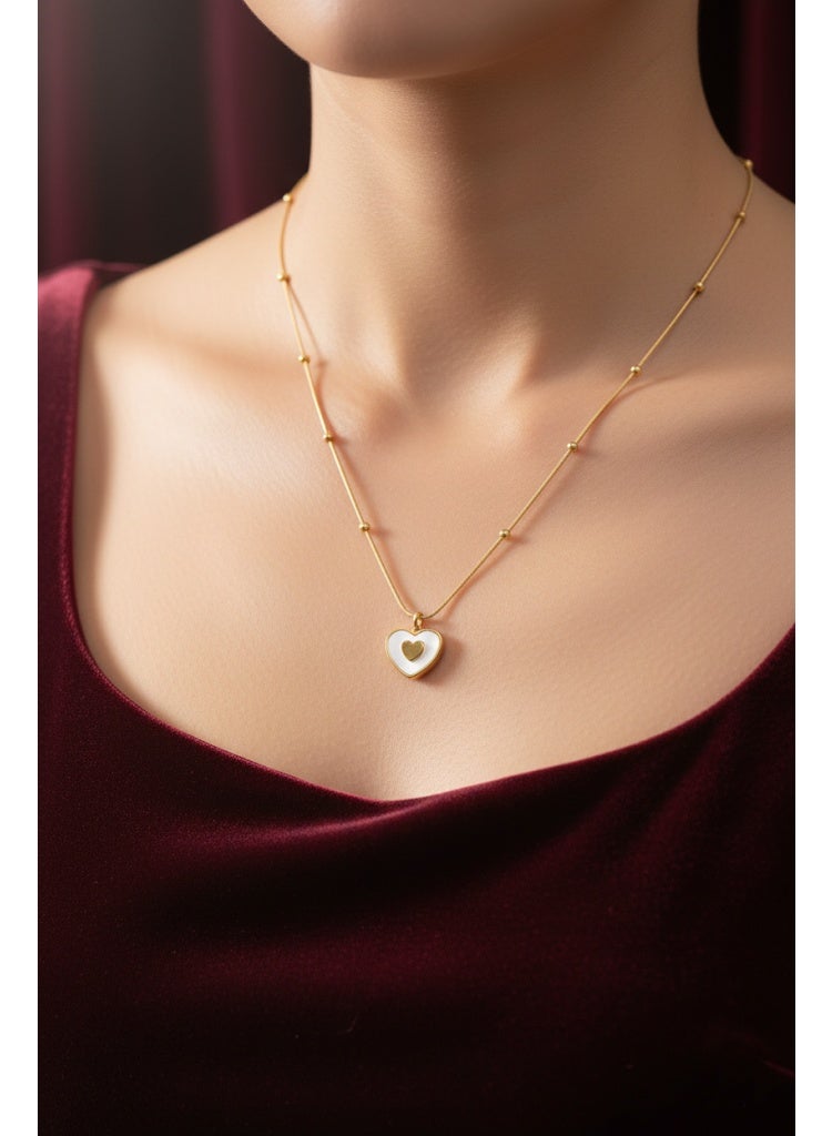 فلافي سلسلة حريمي بدلاية قلب مزدوج ومينا بيضاء – لمسة راقية - Image 1