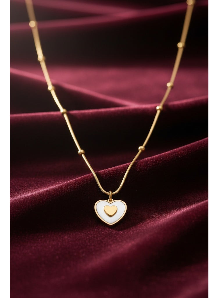 فلافي سلسلة حريمي بدلاية قلب مزدوج ومينا بيضاء – لمسة راقية - Image 2